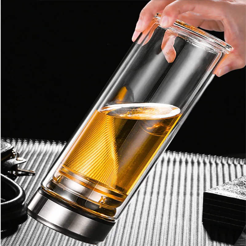 Large Capacity 800-1000 Cups Double-Layer Heat-Resistant Glass ，Outdoor Office Daily Water Cup With Anti-Scald Cup Set Zi