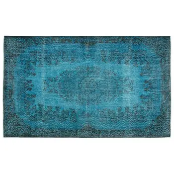 

Handmade Turquoise Vintage Overdyed Turkish Area Rug 186x308 Cm-6'1''X10'1''