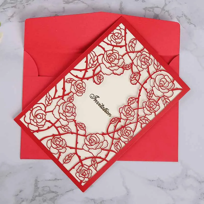  10 Pcs Hot Retro Luxury Business Invitation Laser Hollow Invitation Wedding Invitation Card Birthda - 4.00034E+12