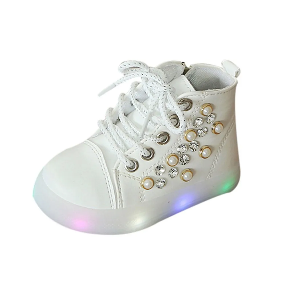 Светящиеся кроссовки; детская обувь для мальчиков и девочек; обувь с подсветкой; детская спортивная обувь с мигающими огнями; блестящие Повседневные детские ботинки на плоской подошве с крыльями - Цвет: WH