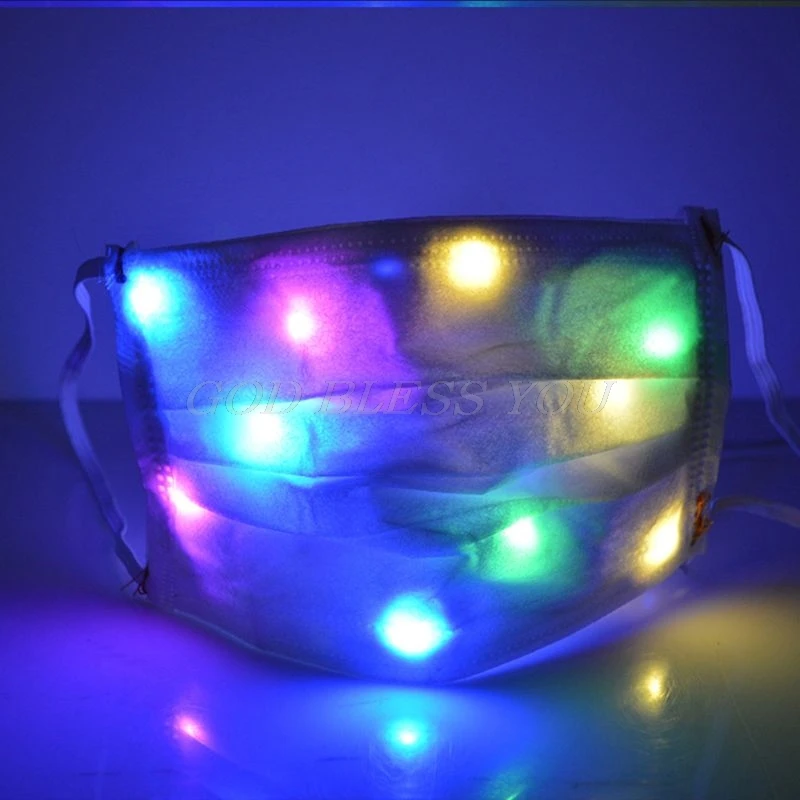 LED Rave Mask 10 Colors Luminous Light for Men Women Face Mask Music Party Christmas Halloween Light Up Mask Flashing