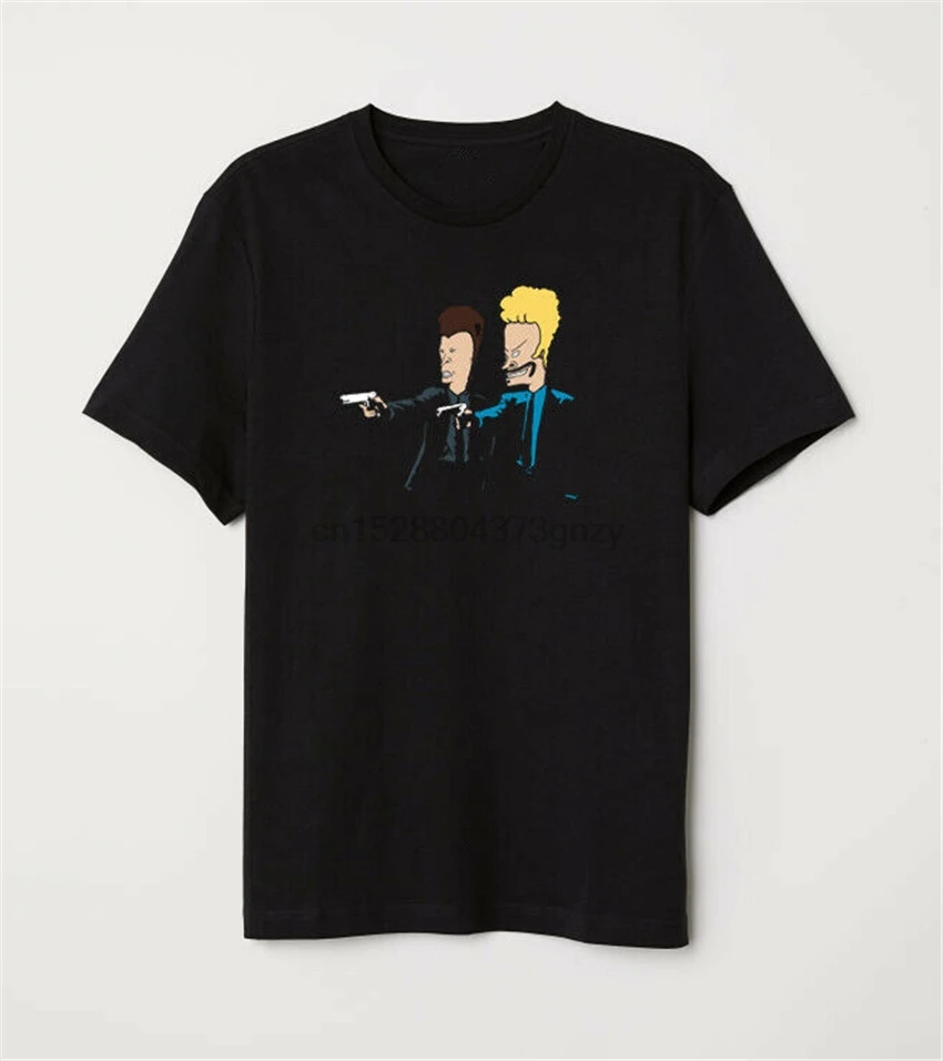Пульпа фантастика пародия в цвете Beavis и Butthead забавная черная футболка Подарочная