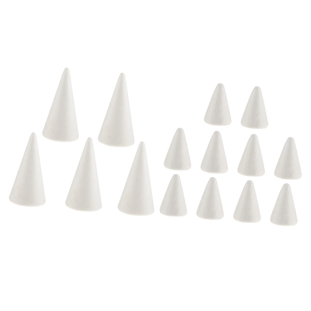 15 Pieces Cone Shaped Styrofoam Foam Ornaments for DIY Modelling Crafts 7/10cm