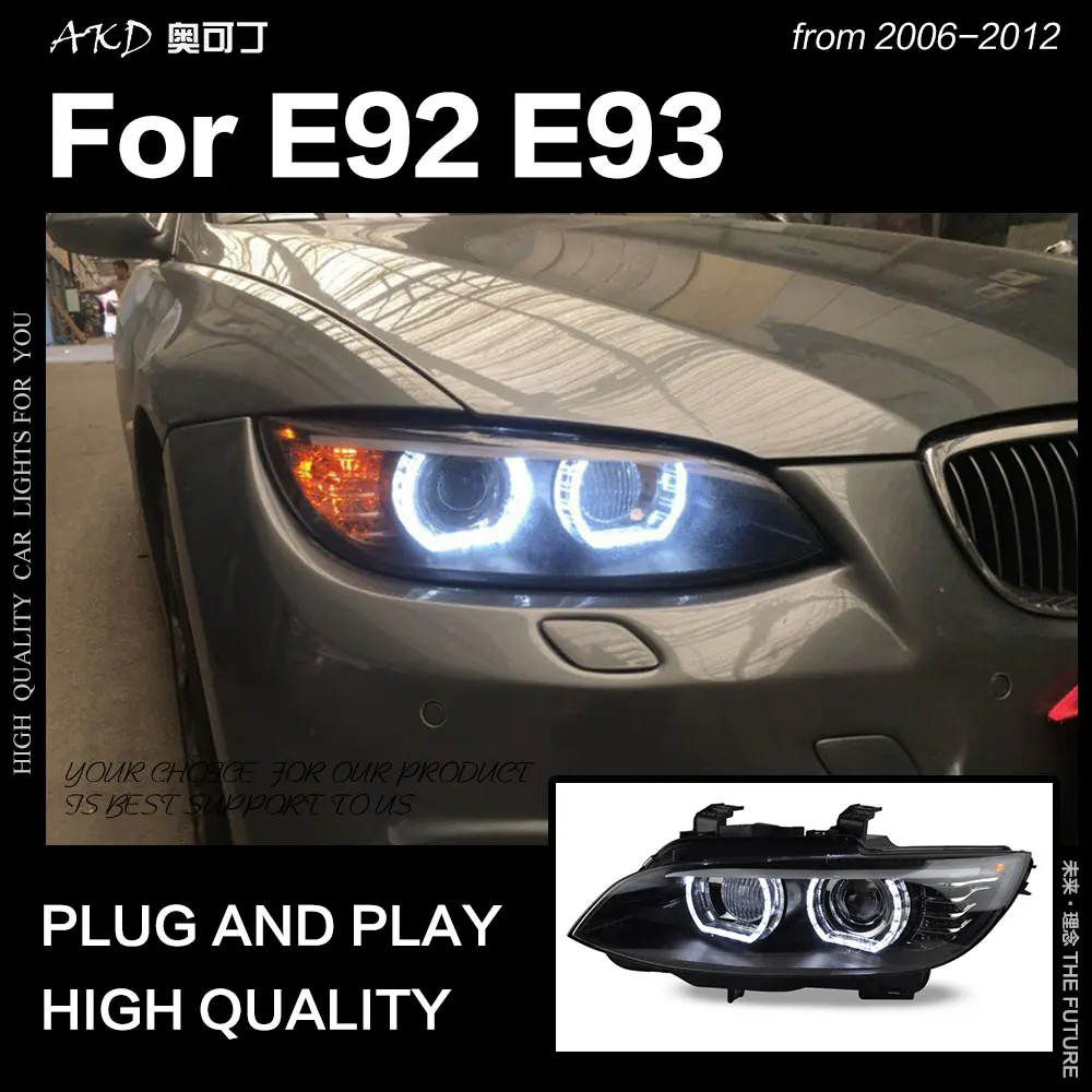 AKD автомобильный Стайлинг для BMW E92 фары 2006-2012 E93 фары 330i 335i DRL HID фара ангел глаз биксеноновые фары аксессуары