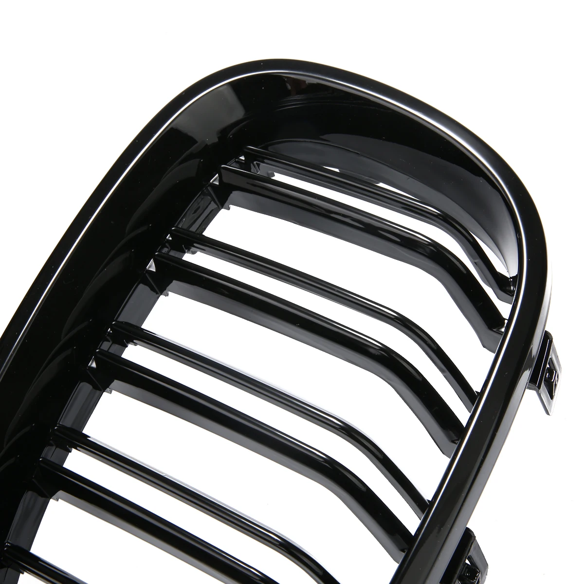 Treyues 1Pair Gloss Black Dual Slats Front Kidney Grille For BMW E60 E61 M5 5 Series 2003-2010 ABS Plastic Grilles Grill