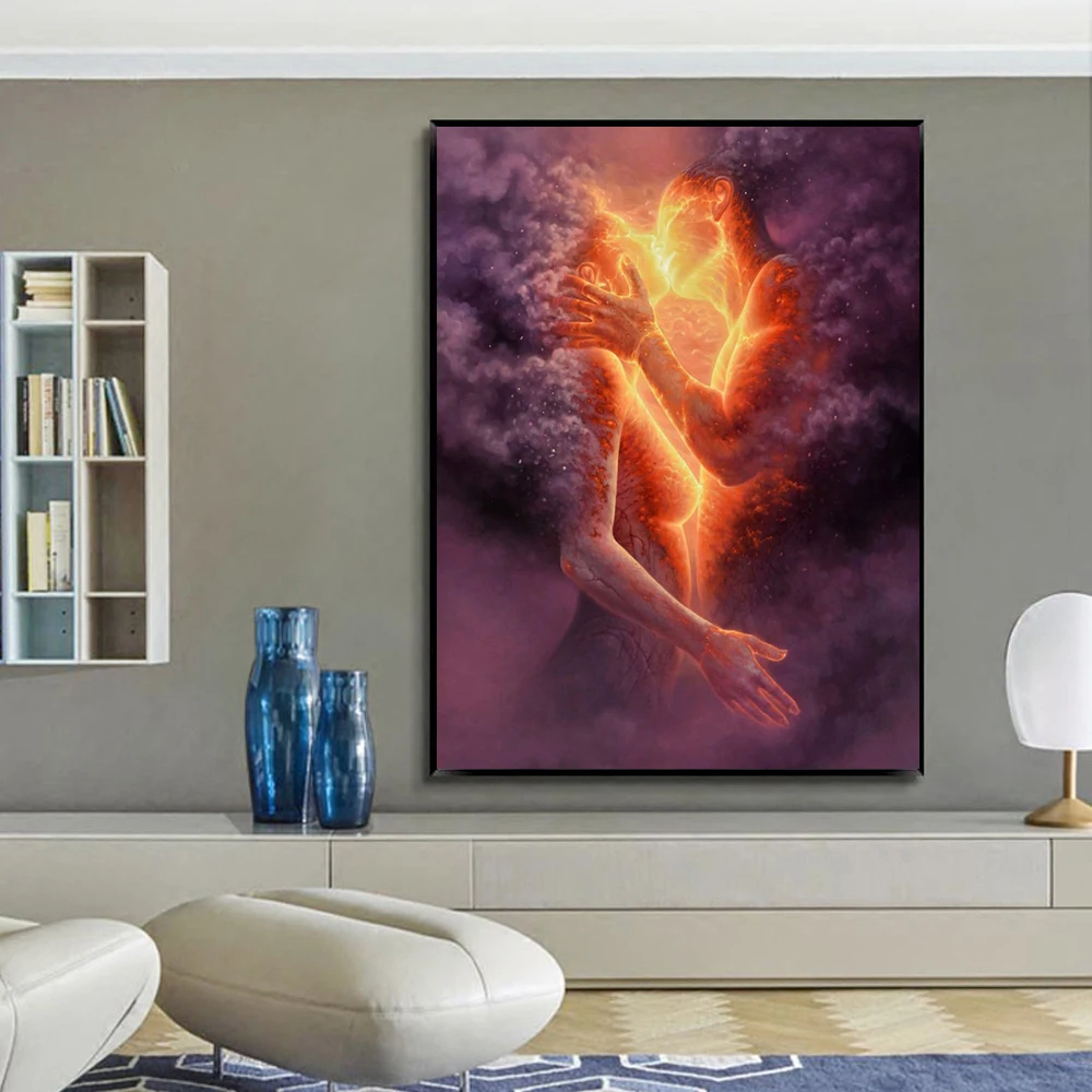 Sexy Kiss Abstract Oil Painting DIY Paint By Number Kit Coloring Numbers on Canvas framed 50*40cm | Дом и сад