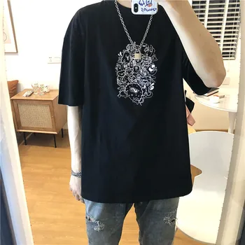 

Dark Icon Cartoon Printed T-shirt Men 2020 Summer Crew Neck Hipster Tshirt Boy's Tee Shirts