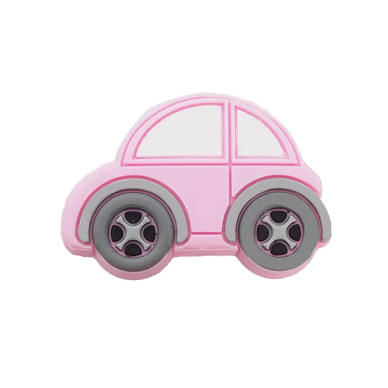 Chenkai 8 шт. силиконовые бусины в виде автомобилей Детские мультфильм прорезывание зубов BPA бесплатно для DIY Младенческая Успокаивающая соска Уход браслет игрушки аксессуар - Цвет: Розовый