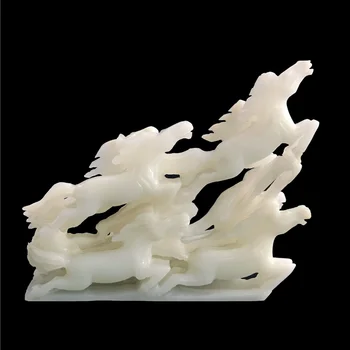 

High-End Boutique Eight Junxiong Feng Qianli Horse Jade Crafts Ornaments Gift Decorations Afghan Jade White Jade Zodiac Horse