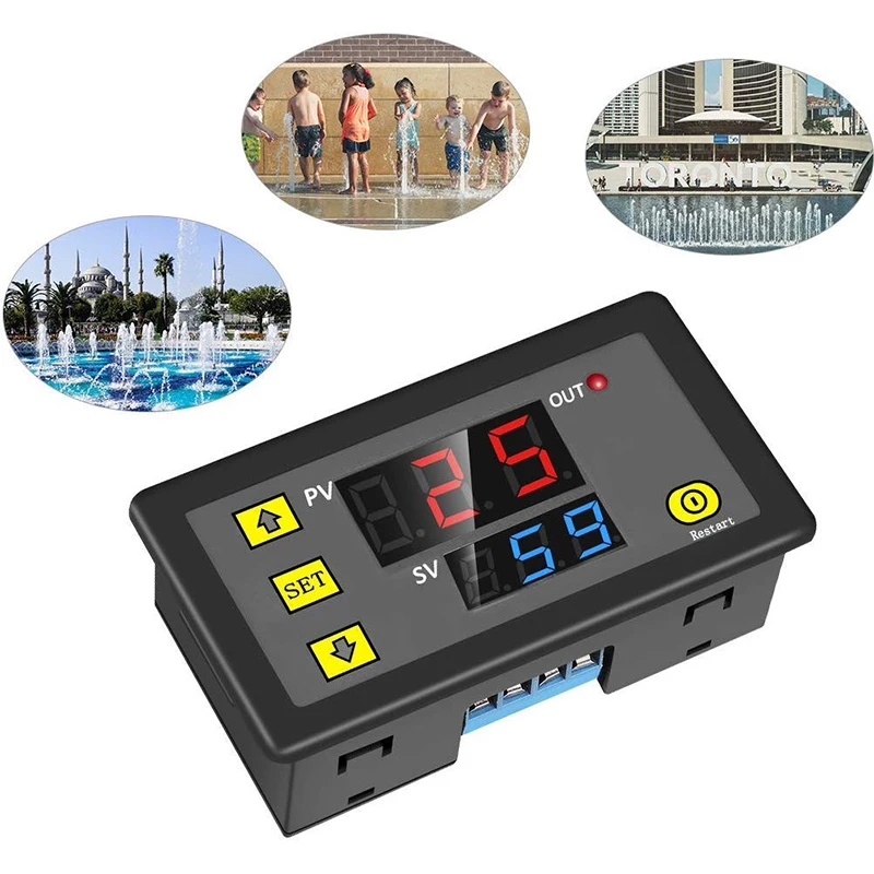 DC 12V 24V Digital Cycle Timer Delay Relay Board Module with LED Dual Time Display Timing Relay Switch for Car 0~999