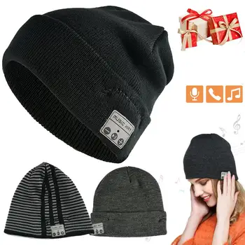 

Bluetooth 5.0 Stereo Earphones Beanie Hat Music Headset Cap Built-in Mic Winter Knit Beanie For Christmas Gifts Boys Girls Kids