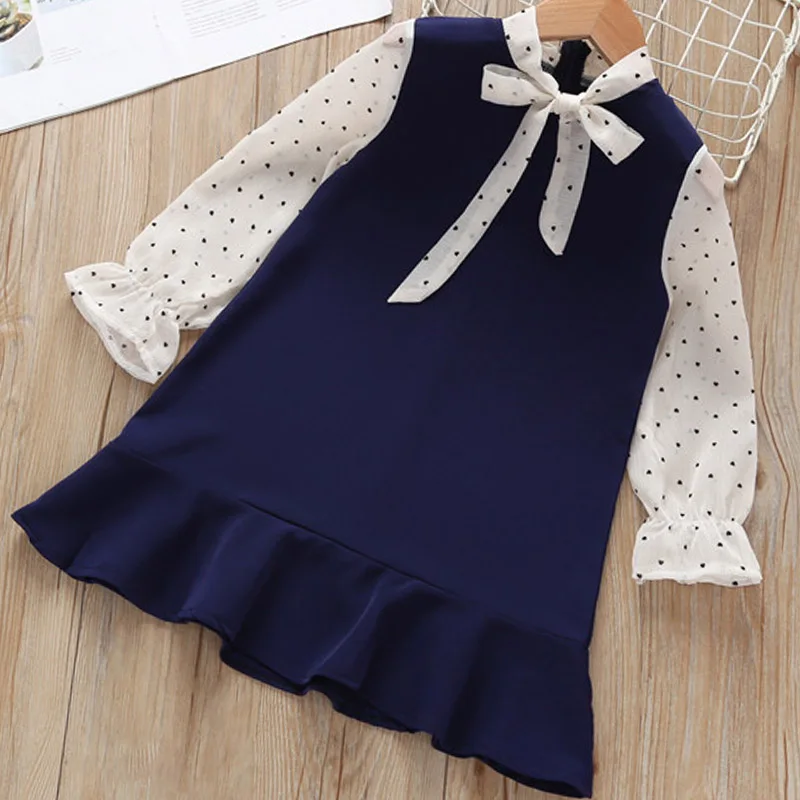 Mayfair Cabin/платье для девочек новые осенние платья принцессы классная форма, Детская футболка с бантом для девочек+ платье в клетку Детский костюм, одежда - Color: AH003 Blue