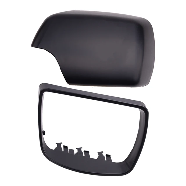 Black Left Side Rear View Door Mirror Cover Cap Case Housing & Ring Fit for BMW X5 E53 1999 2005 2006 51168266733 51168254903