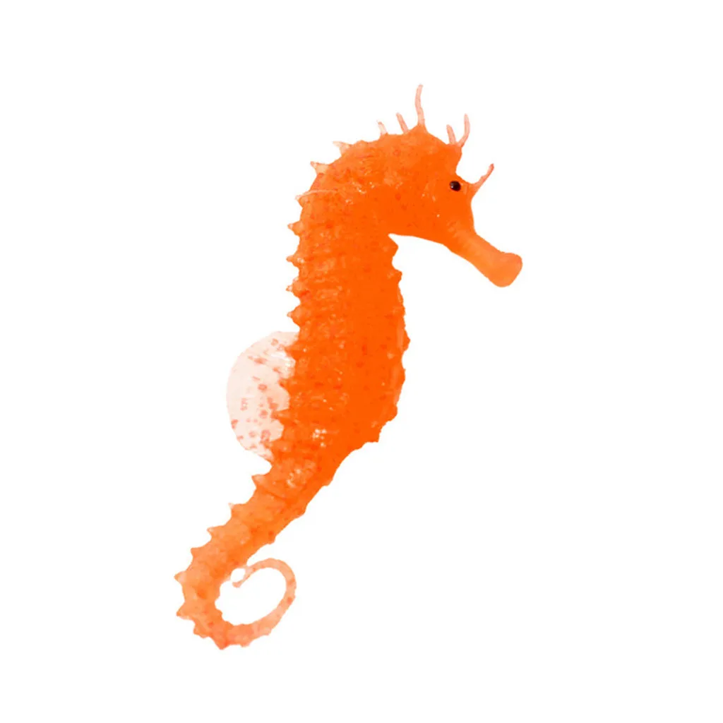 Аквариумный Аквариум Ландшафтный Декор светящийся эффект животные морской конек орнамент Подводный Надувные фигурки животных аксессуары - Цвет: Orange