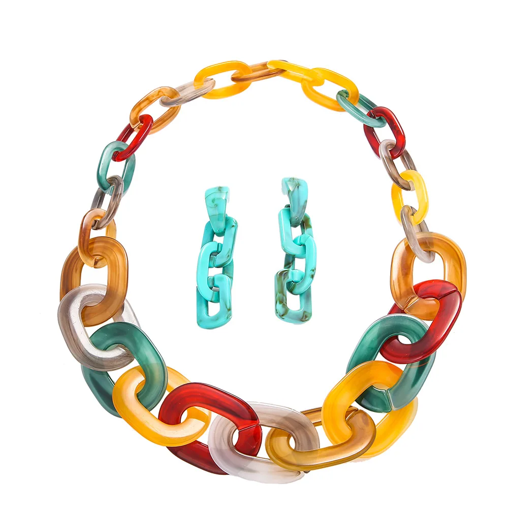 

Cellulose Acetate Sheet Necklace Set Resin Necklace Earrings Hot Selling Accessories