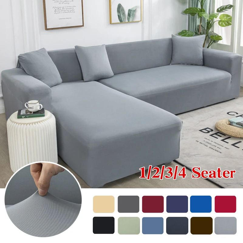Grey Plain Color Elastic Stretch Sofa Cover Need Order 2piece Sofa Cover If  L-style Fundas Sofas Con Chaise Longue Case For Sofa - Sofa Cover -  AliExpress