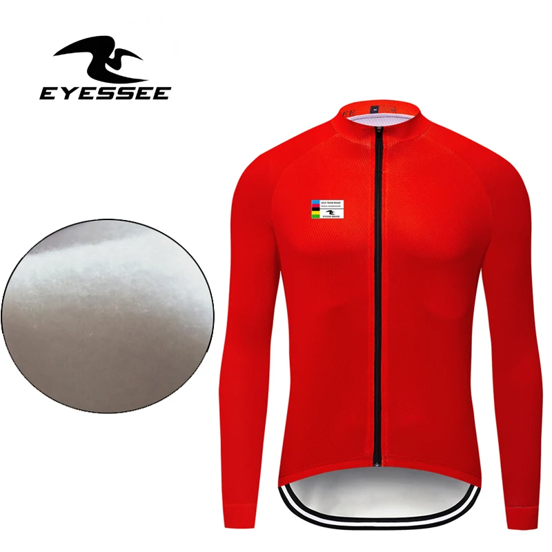 

Eyessee Winter Thermal Fleece Cycling Jerseys Bicycle MTB Ropa Ciclismo Fleece Solid color Long Sleeves Cycling clothing