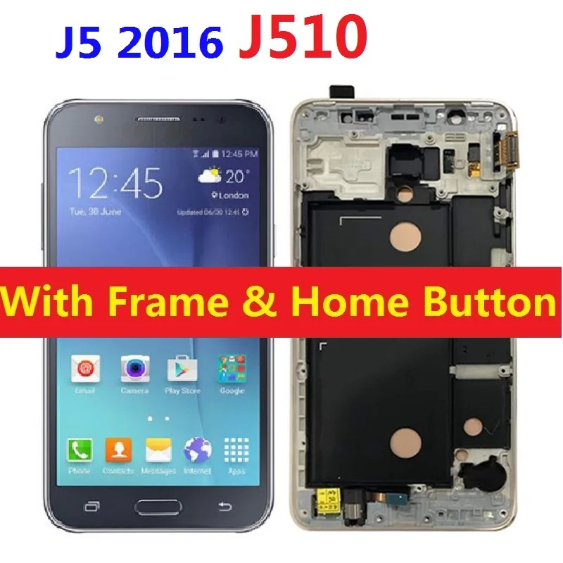 ЖК-дисплей для Samsung Galaxy J5 2016 SM-J510F J510FN J510M J510G сенсорный экран дигитайзер датчик с