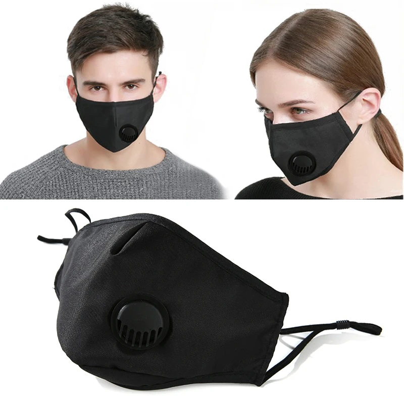 

Pollution PM2.5 Mouth Mask Unisex Anti Dust Flu Face Mask Washable Reusable Cotton Black Masks For Allergy/Asthma/Travel