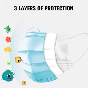 

100 Pcs Mouth Mask 3-laye Non Woven Disposable dustproof civil Mask Filter Anti Pollen Breathable Earloop Mask 48 hours Shipping