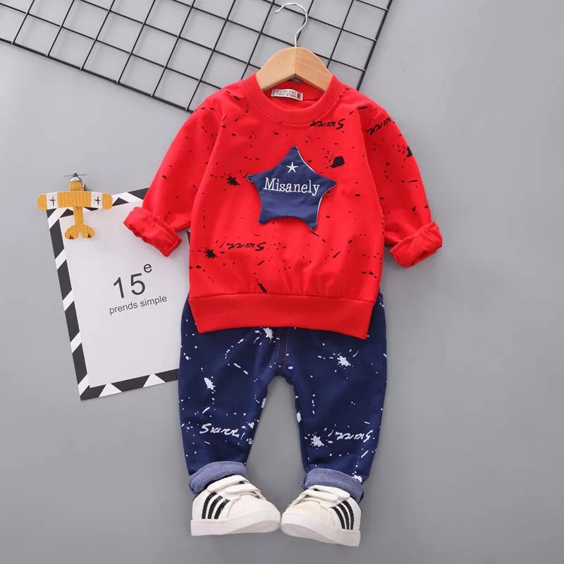 Г. осенний комплект одежды для маленьких мальчиков, модная детская одежда с длинными рукавами и принтом пентаграммы топы и штаны костюм для новорожденных из 2 предметов