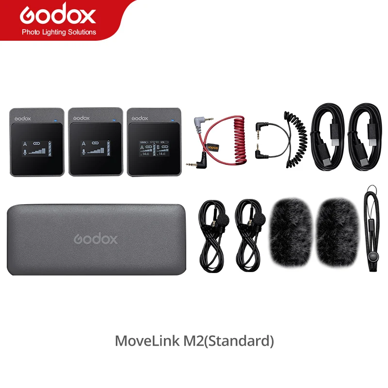 Godox MoveLink M1 M2 2.4GHz Wireless Lavalier Microphone for DSLR Cameras Camcorders Smartphones, and Tablets for YouTube 