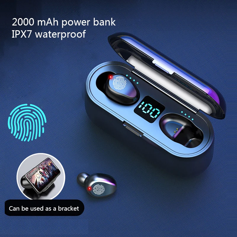 Online F9 Tws auriculares inalámbricos Bluetooth IPX7 auriculares estéreo a prueba de agua auriculares deportivos con caja de carga para iPhone xiaomi