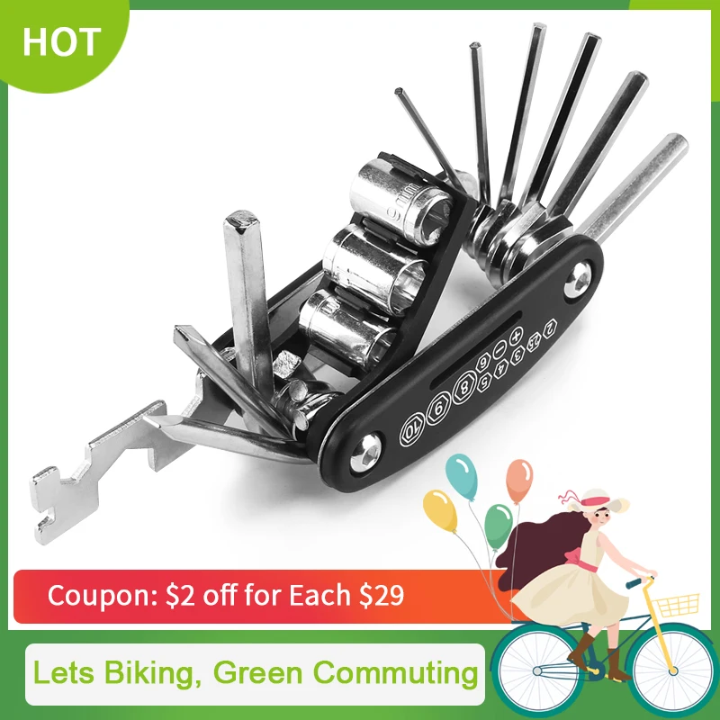 

16 In 1 Multifunction MTB Bicycle Repair Tools Kit Hex Spoke Cycling Screwdriver Tool Mountain Cycling Bike Repair Tool CT-101