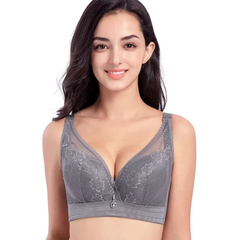 Large size underwear and bra thin section gather large chest gather adjust full cup cup without underwire underwear smooth finis