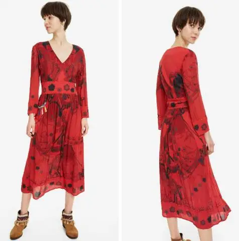DESIGUAL испанский Deg tail товары стиль и праздничный стиль супер длинное платье