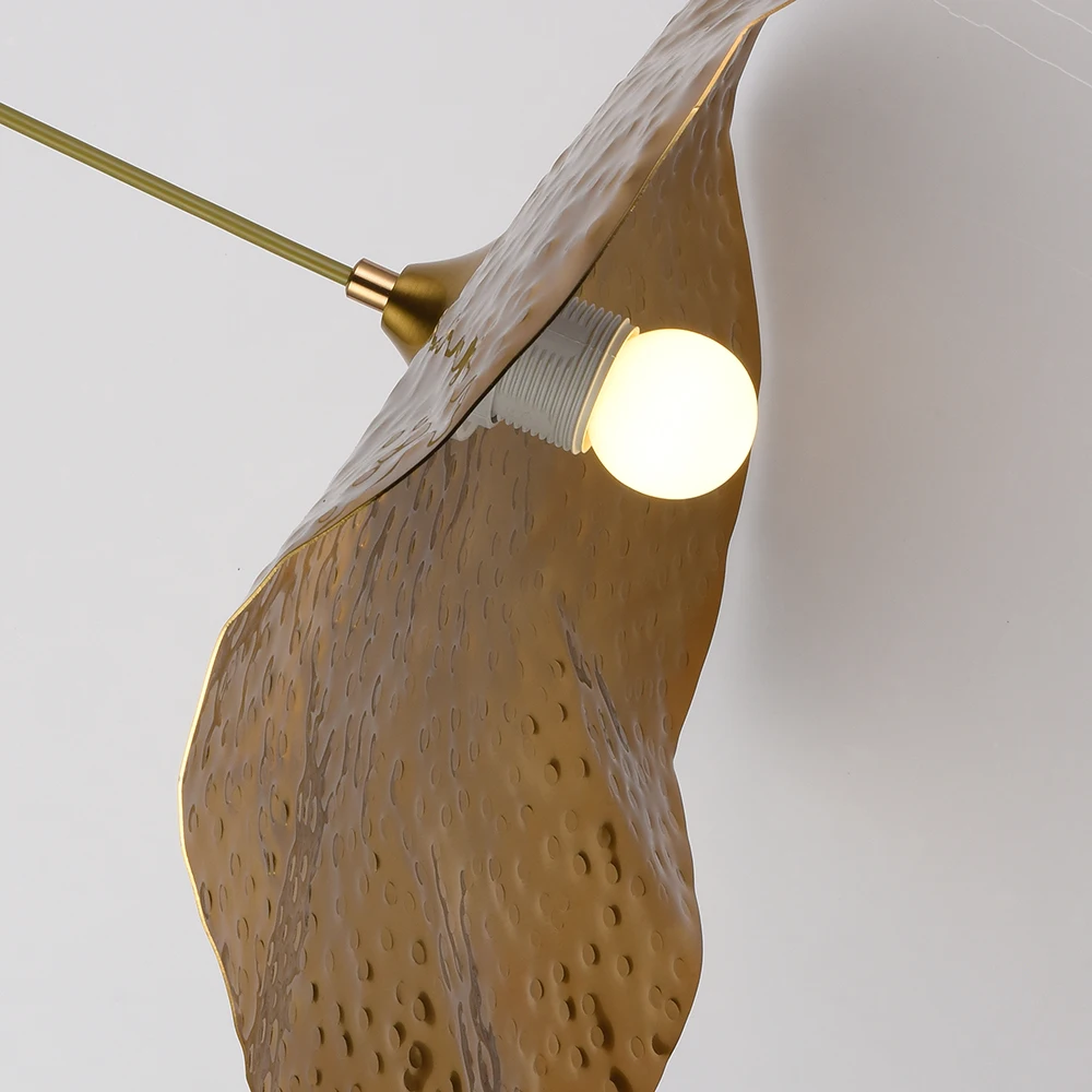 YOOGEE роскошный светодиодный Pendat светильник металлический в виде листа лотоса абажур лампа для гостиной креативное Золотое освещение подвеска художественный Декор