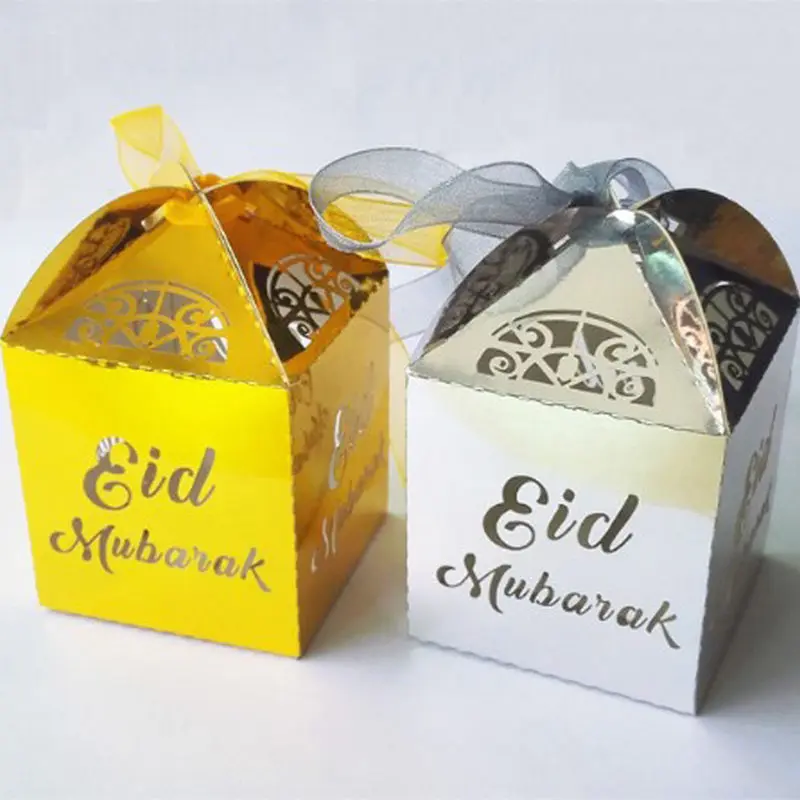 عيد مبارك كاندي صندوق حفلة عيد ميلاد زينة الاطفال الزفاف ديكور عيد الفطر الذهب صندوق هدايا رمضان كريم صناديق الحلويات 10 قطعة Gift Bags Wrapping Supplies Aliexpress