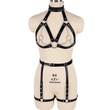 Набор кожаных ремней для связывания Тела Металлическая цепная клетка бюстгальтер сексуальное женское белье Панк Harajuku Готический бюстгальтер Клубные вечерние фестивальный рейв