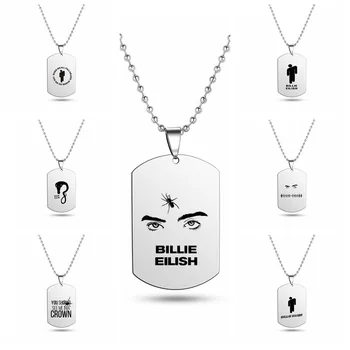 

Billie Eilish Pendant Necklace Round Strand Chain Stainless Steel Necklace Fans Gifts Collares Mujer gargantilha Collier femme