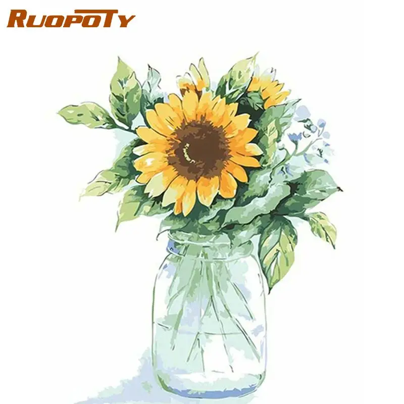 

RUOPOTY Painting By Numbers For Adults Flowers Paint Kits For Modern Home Decoration Wall Pictures Gift Diy Paint By Numbers Art