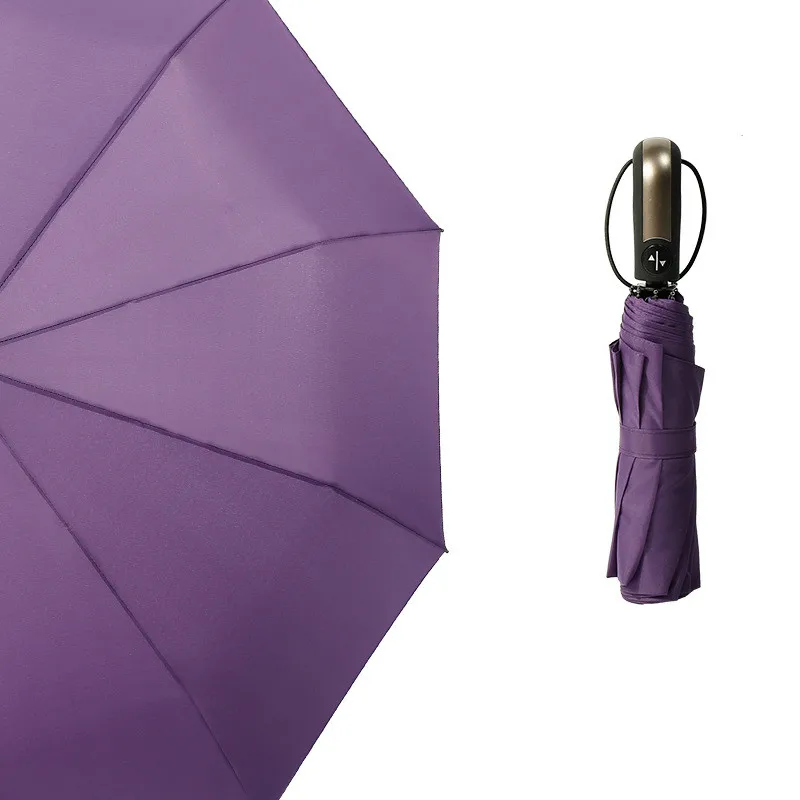 purple Креативный 10 костей полностью автоматический зонтик Рекламный Подарок Солнечный зонтик Дождливый бизнес зонтик - Цвет: purple