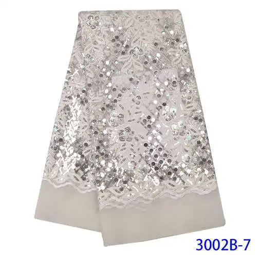 picture 7 NIAI African Net Lace Sequins Fabric Embroiderd High Quality French Lace Fabric Nigerian Lace Fabrics For Wedding XY3002B-5 - Цвет: picture 7