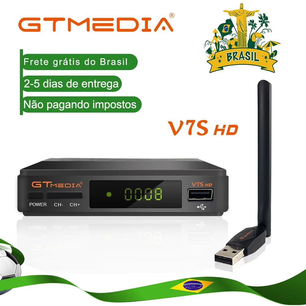 

Original GTMEDIA V7S HD Satellite Receiver Full 1080P DVB-S2 HD Support 1 year Spain Ccam powervu set top box freesat V7 Brazil