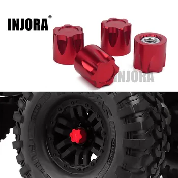 INJORA 4PCS Aluminium RC Car Wheel Rim Center Cap M4 Nut for 1/10 RC Crawler Traxxas TRX4 Axial SCX10 90046 D90 Tamiya MST