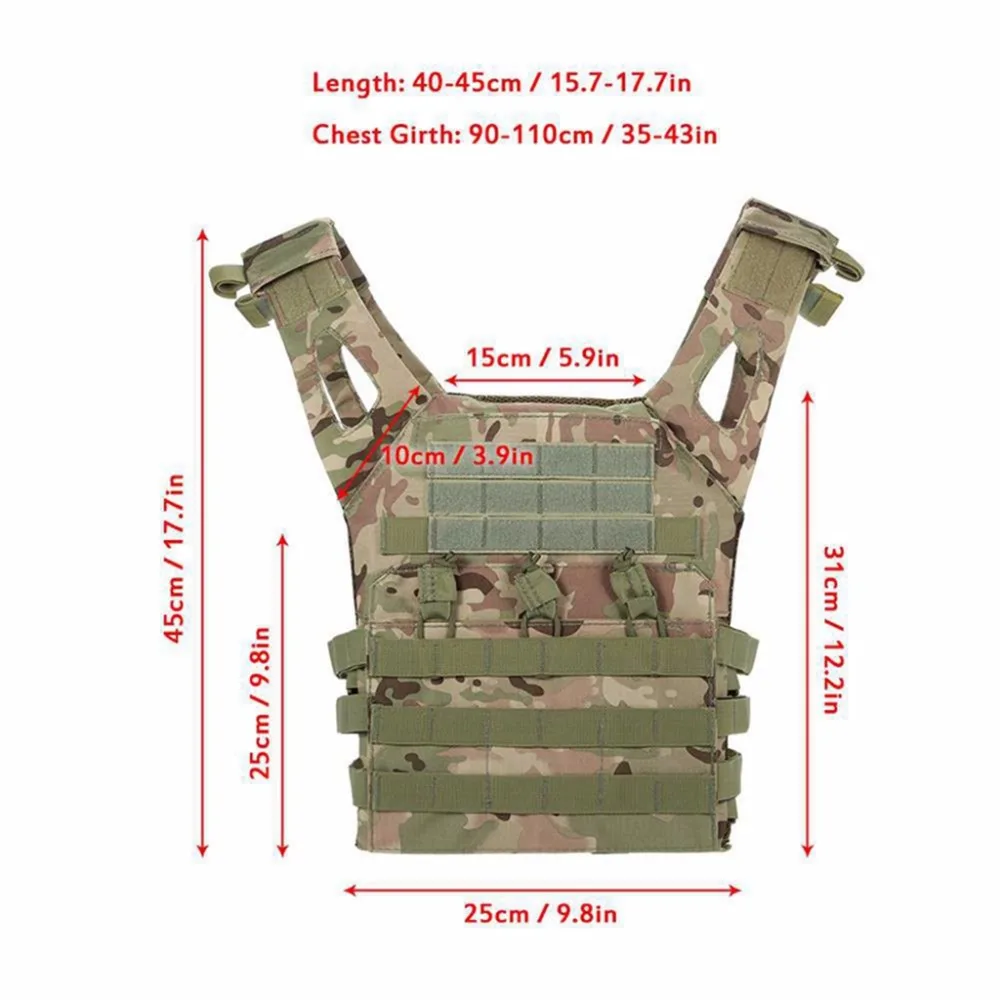 Camouflage Tactical Multicam Vest Army Combat Body Armor Plate Carrier Vest Airsoft Paintball Gear
