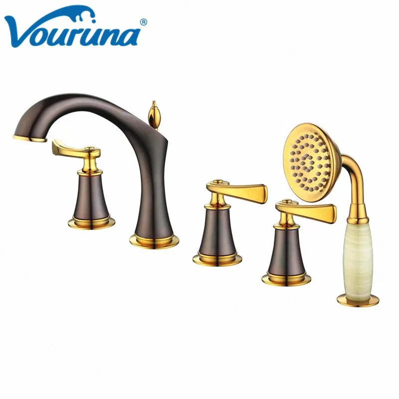 ROLYA-Wholesale-New-Arrival-Premium-Luxurious-Home-Decor-Antique-Brown-5pcs-Tub-Faucet-Bathtub-Fillers-Bath