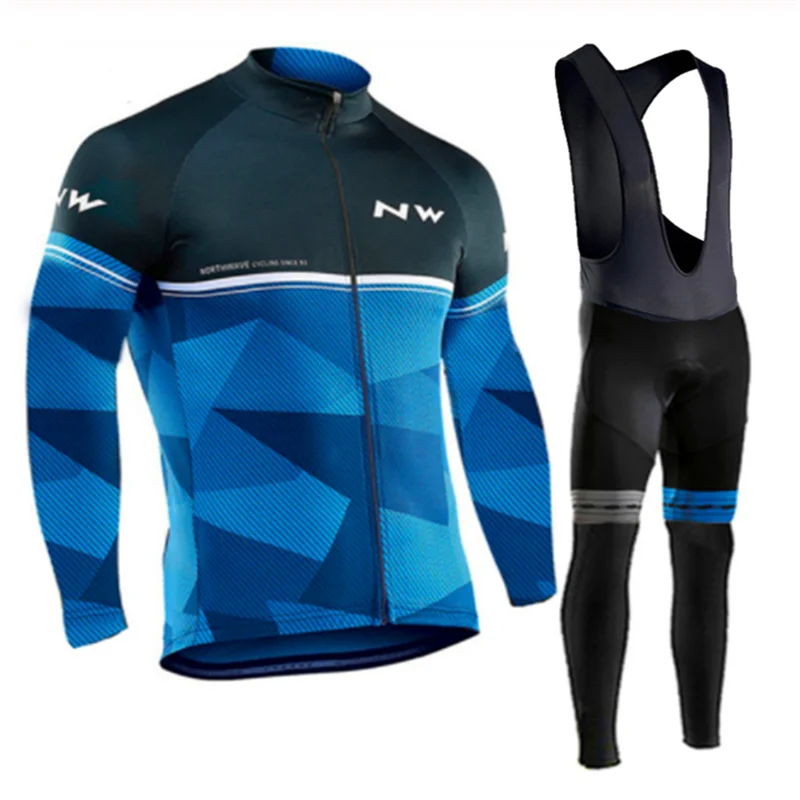 

NW Team Winter Clothing Mens Cycling Jersey Suits Bicycle Warm Jacket outdoor Long sleeve Top Velvet maillot Ciclismo Bib Pants
