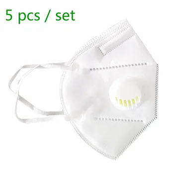 

5 Pcs/set Disposable Relief Valves White Mouth Mask Fog Haze Folding Five Activated Carbon Protective Dust Mask