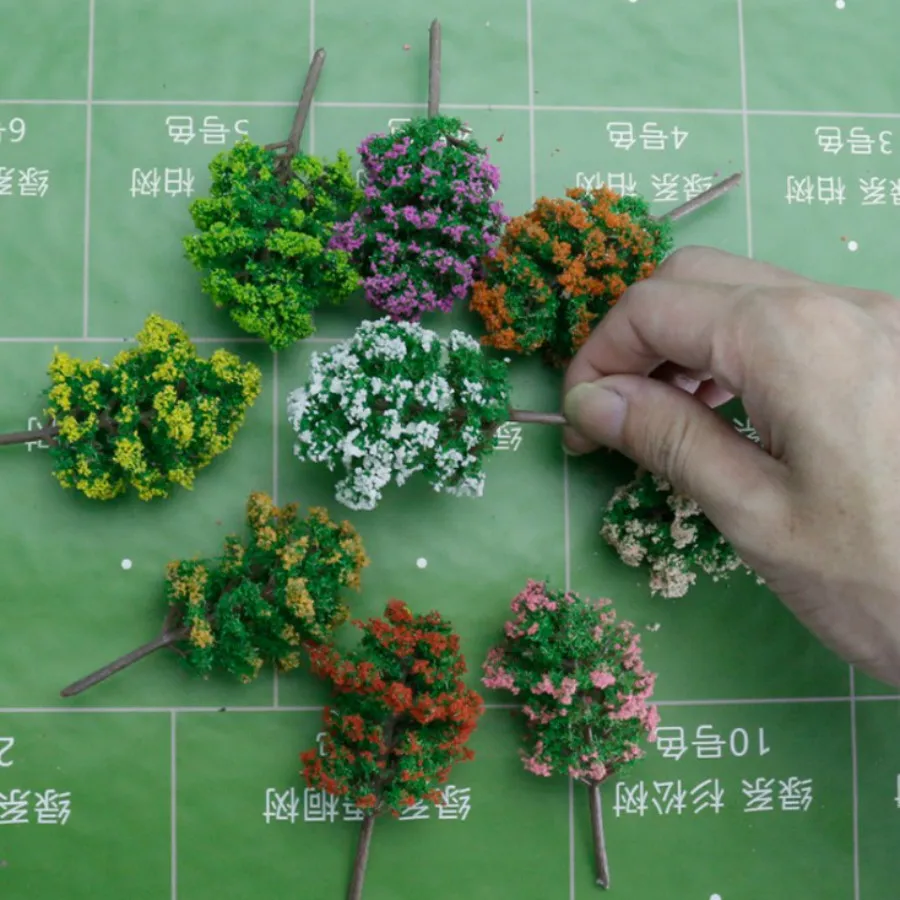 200pcs/lot 5cm architecture mini plastic model color tree for ho train layout railway layout model building