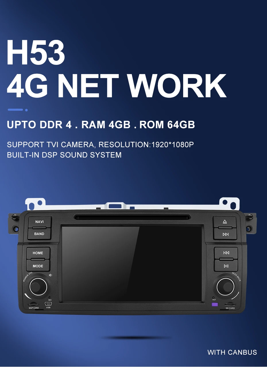 Excellent Isudar H53 4G Android 1 Din Auto Radio For BMW/E46/M3/Rover/3 Series Car Multimedia DVD GPS 8 Core RAM 4G ROM 64G DVR Camera FM 2