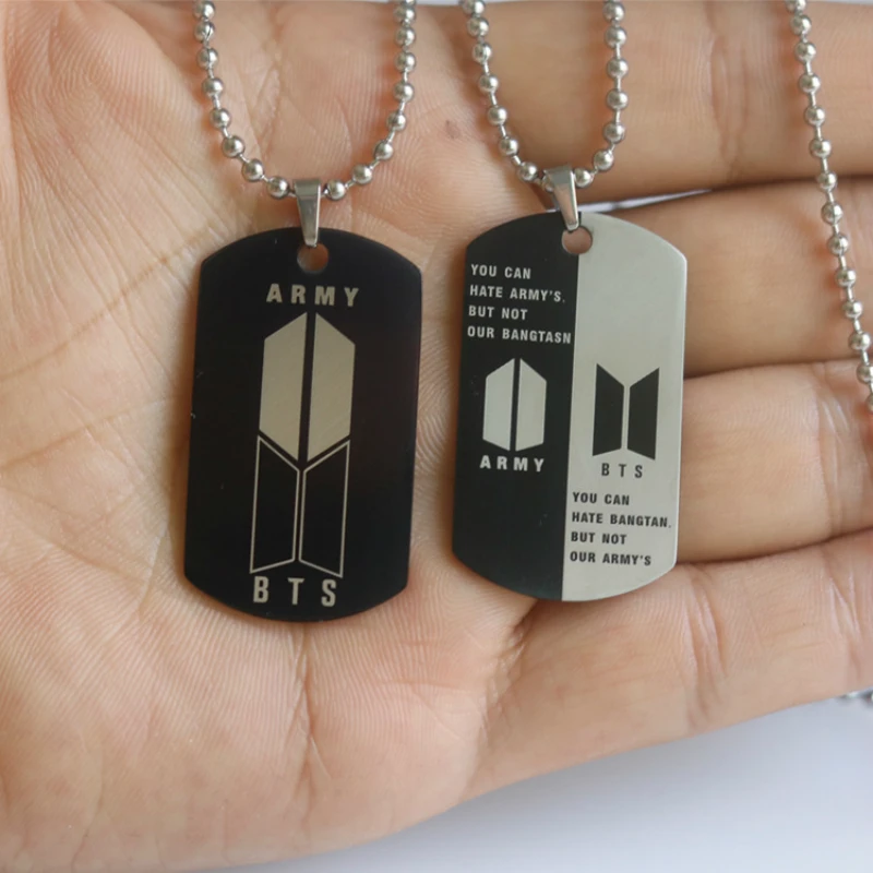 BTS-651 из нержавеющей стали Bangtan Boys армейское ожерелье с надписью Dog нейтральное для