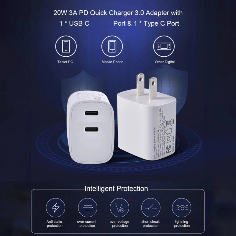 65 watt charger phone PD40W Mobile Phone Charger USB PD Fast Charging for EU/US Plug Dual Port PD Type-C PD20W Flash Charge for Cell Phones Tablets usb fast charge