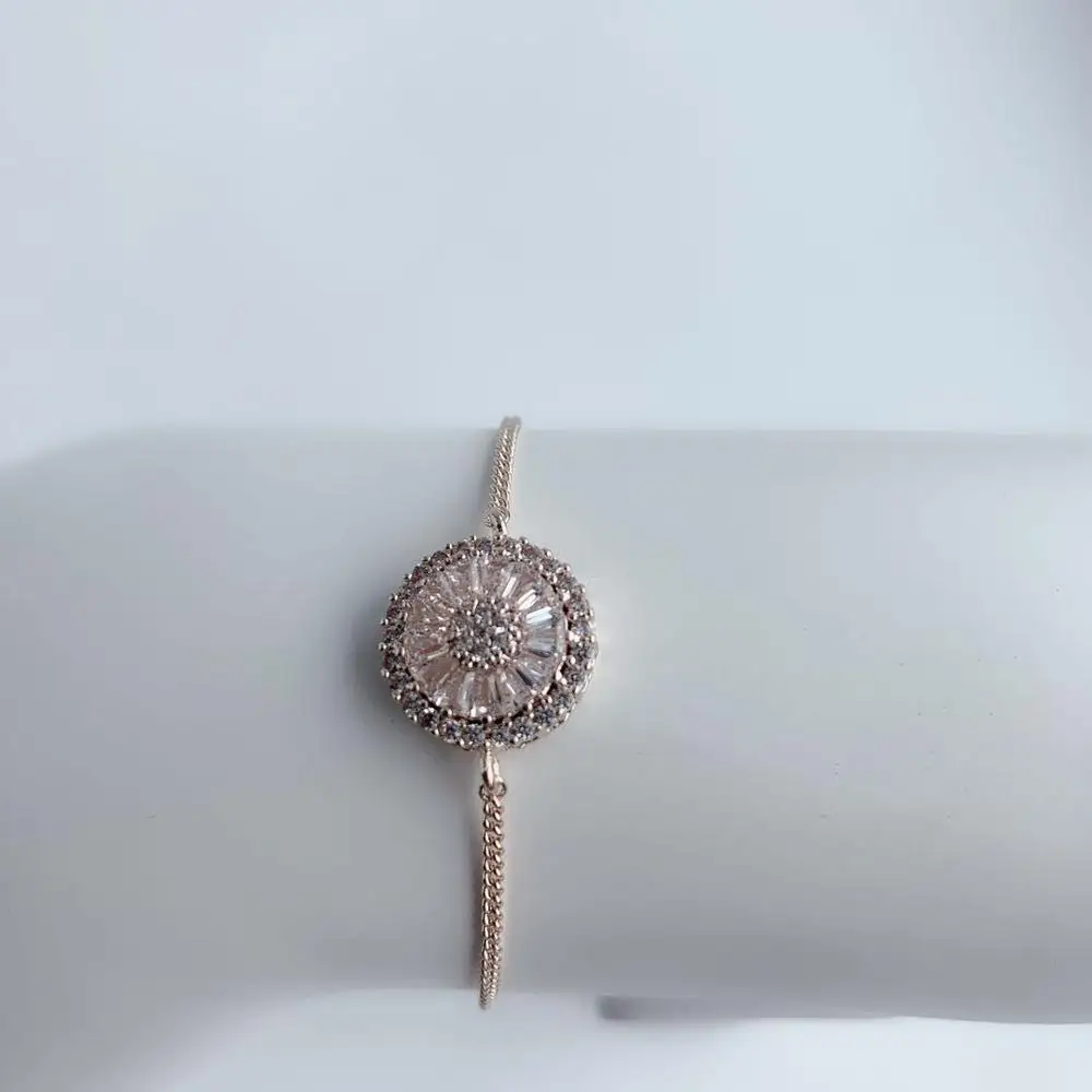 NEW ROSE GOLD COPPER ALLOY GLASS CHAIN BRACELETS FASHION JEWELRY WEDDING PARTY GIFTS FEMALE ACCESSORIES GOOD QUALITY | Украшения и