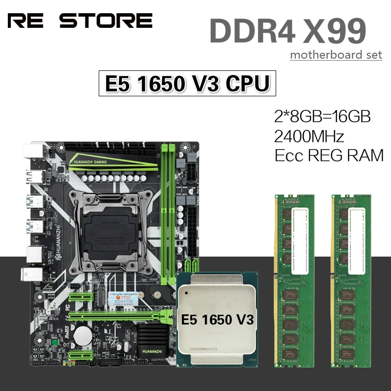 HUANANZHI X99 набор материнских плат с Ксеон E5 1650 V3 2 × 8 ГБ = 16 Гб 2400 МГц DDR4 память ECC Reg| |