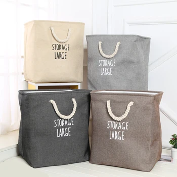 

Waterproof Storage Bag Box Laundry Basket with Handle Linen Cosmetic Makeup Organizer Storage Basket Makeup Storage Box
